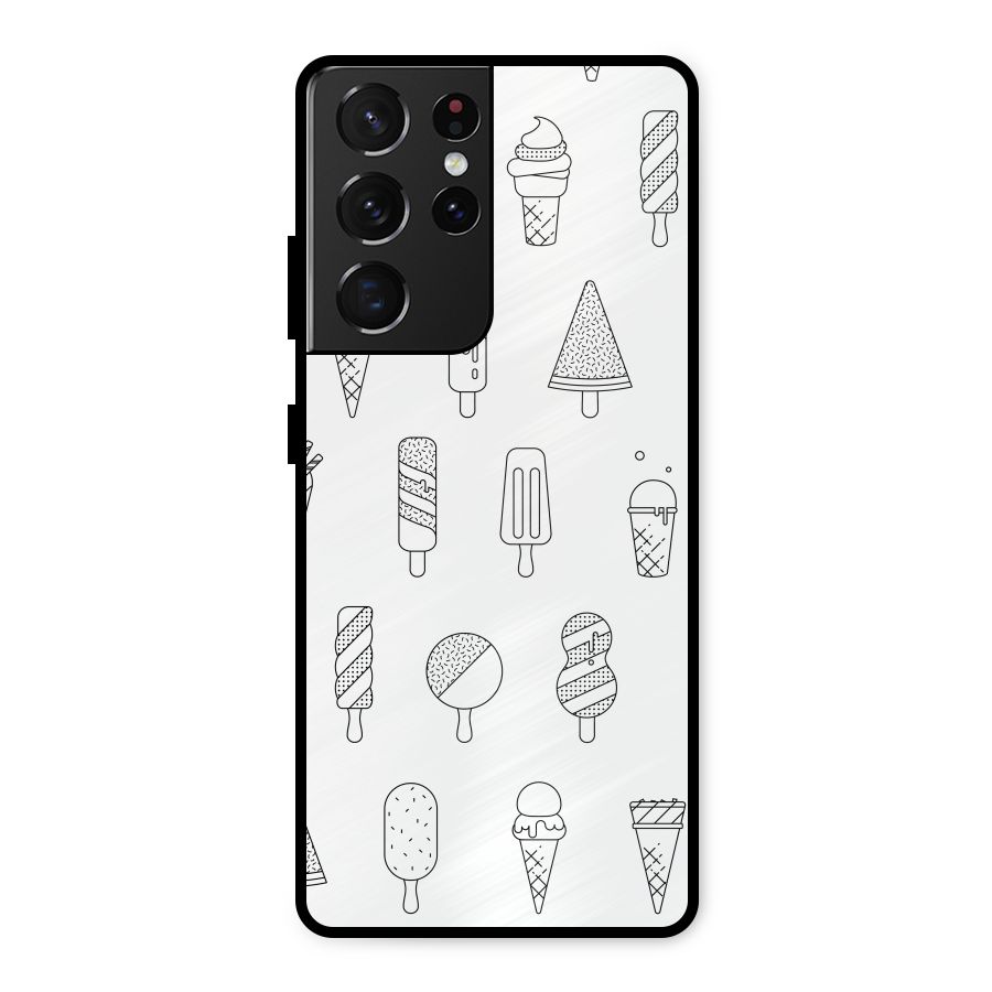 Ice Cream Lines Metal Back Case for Galaxy S21 Ultra 5G