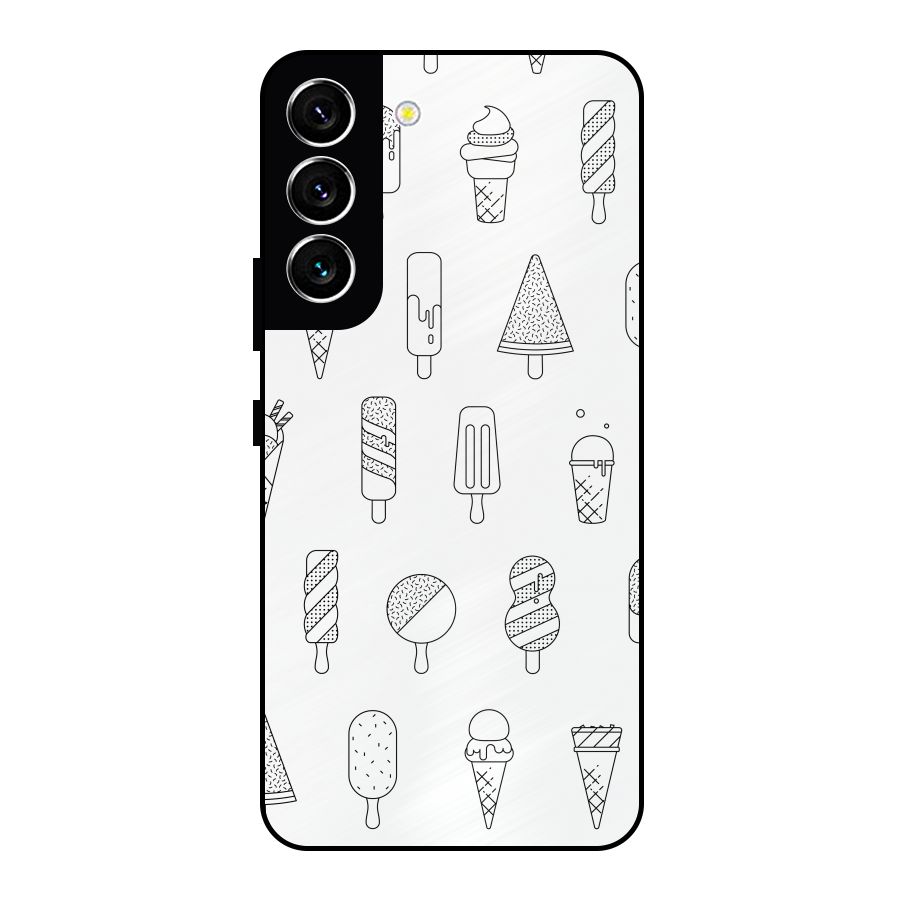 Ice Cream Lines Metal Back Case for Galaxy S22 5G