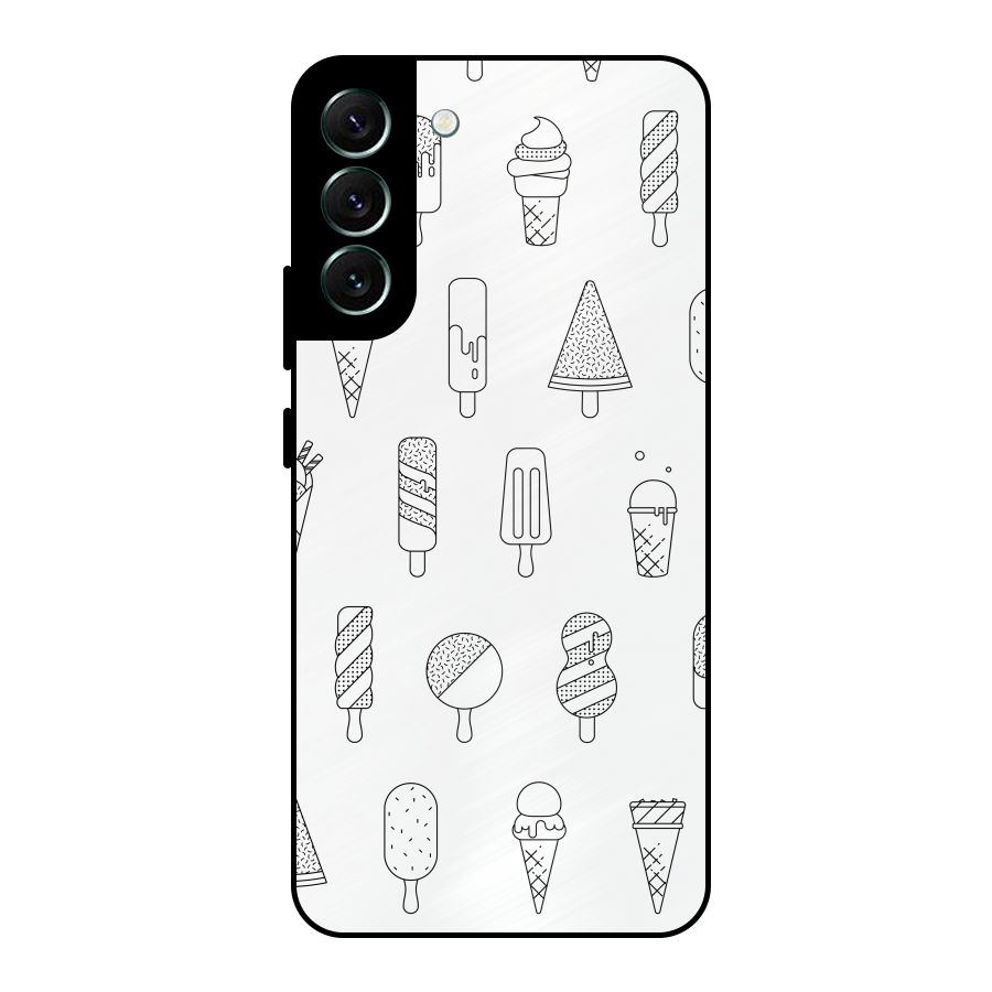 Ice Cream Lines Metal Back Case for Galaxy S22 Plus 5G