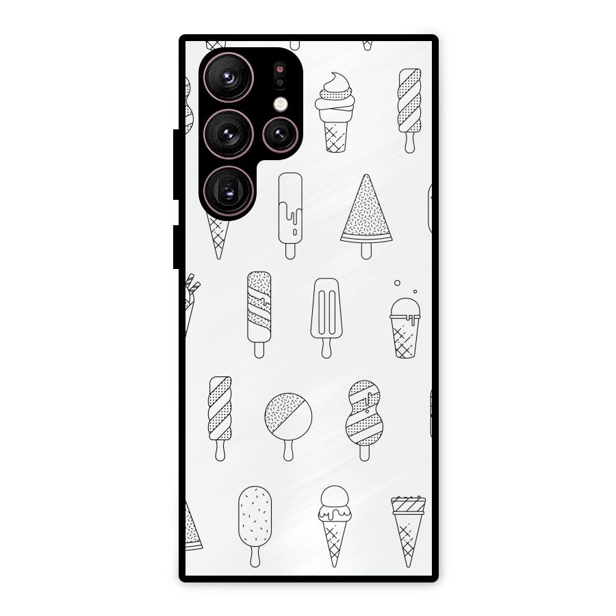 Ice Cream Lines Metal Back Case for Galaxy S22 Ultra 5G