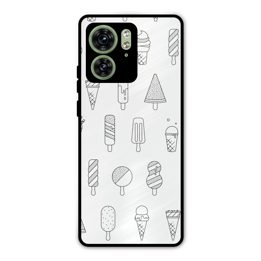 Ice Cream Lines Metal Back Case for Motorola Edge 40 5G