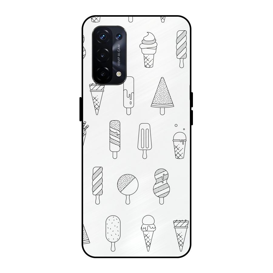 Ice Cream Lines Metal Back Case for Oppo A74 5G