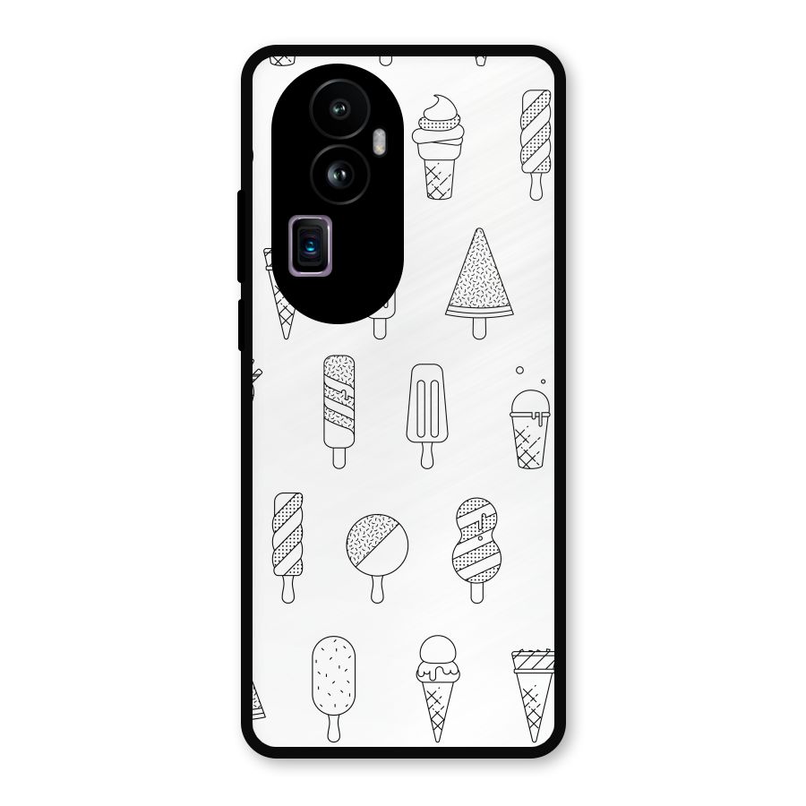Ice Cream Lines Metal Back Case for Oppo Reno10 Pro Plus