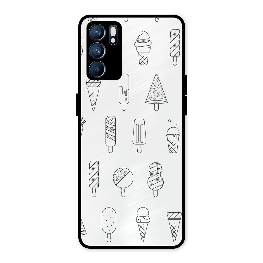 Ice Cream Lines Metal Back Case for Oppo Reno6 5G