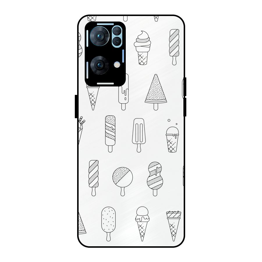 Ice Cream Lines Metal Back Case for Oppo Reno7 Pro 5G
