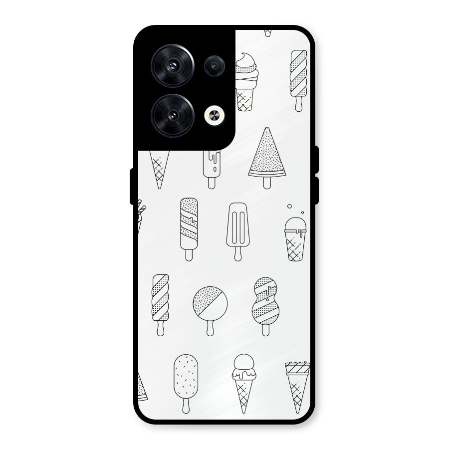 Ice Cream Lines Metal Back Case for Oppo Reno8 5G
