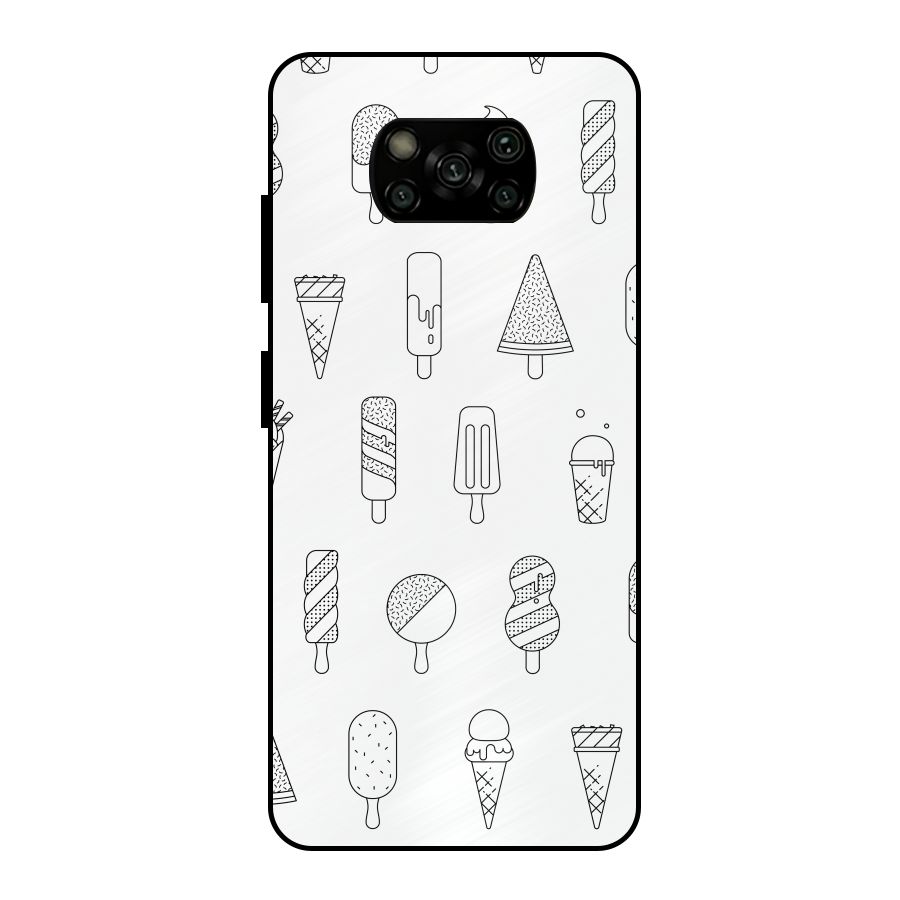 Ice Cream Lines Metal Back Case for Poco X3