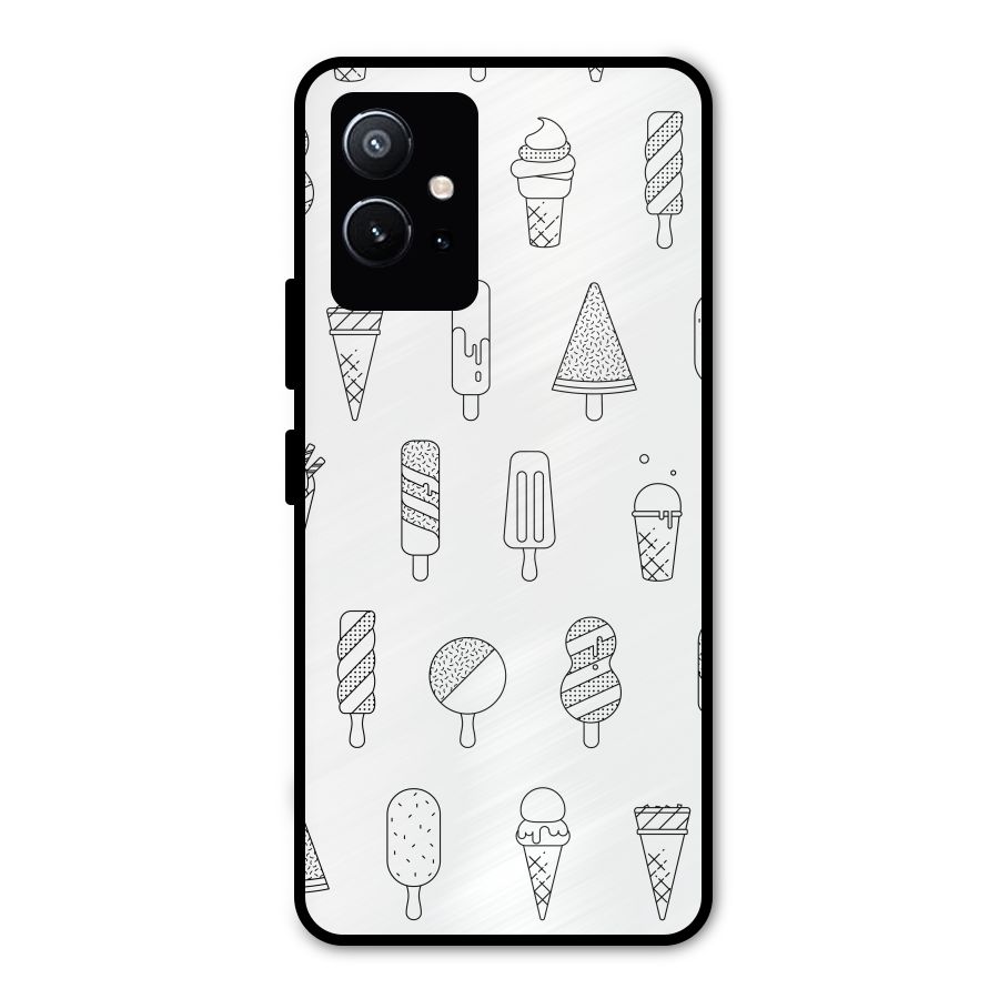 Ice Cream Lines Metal Back Case for Vivo T1 5G
