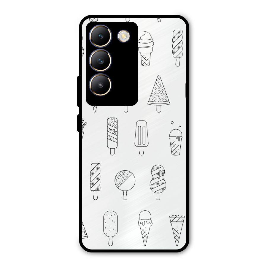 Ice Cream Lines Metal Back Case for Vivo T3 5G