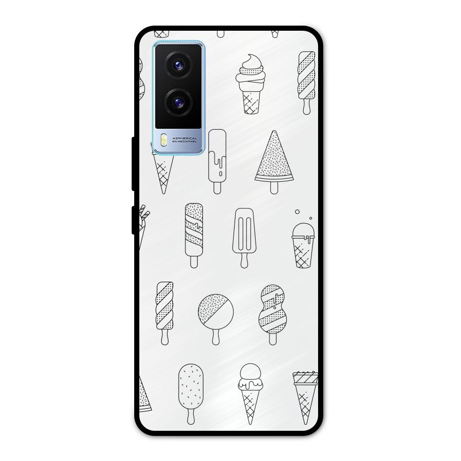 Ice Cream Lines Metal Back Case for Vivo V21e 5G
