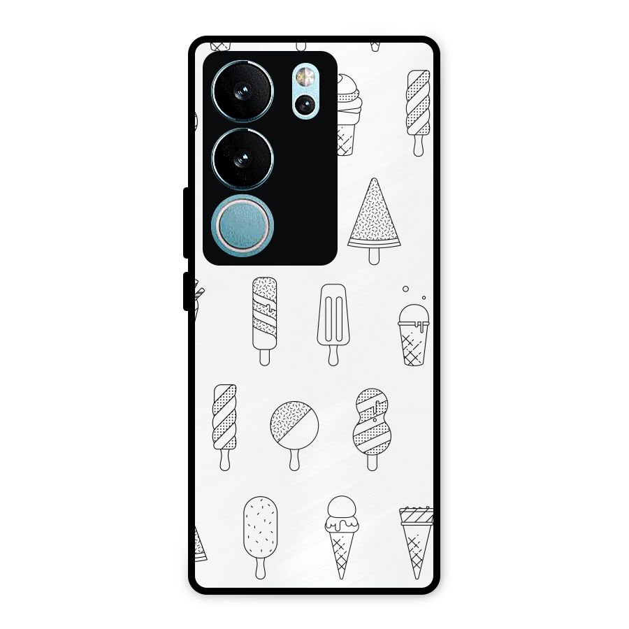 Ice Cream Lines Metal Back Case for Vivo V29 Pro