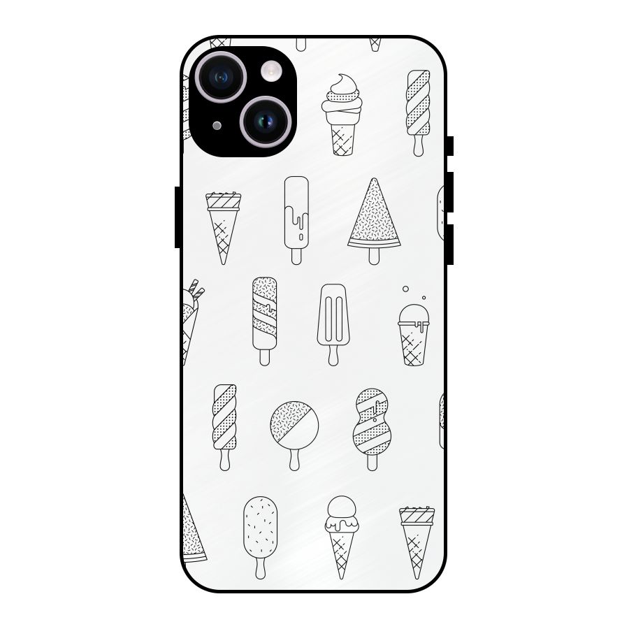 Ice Cream Lines Metal Back Case for iPhone 14 Plus