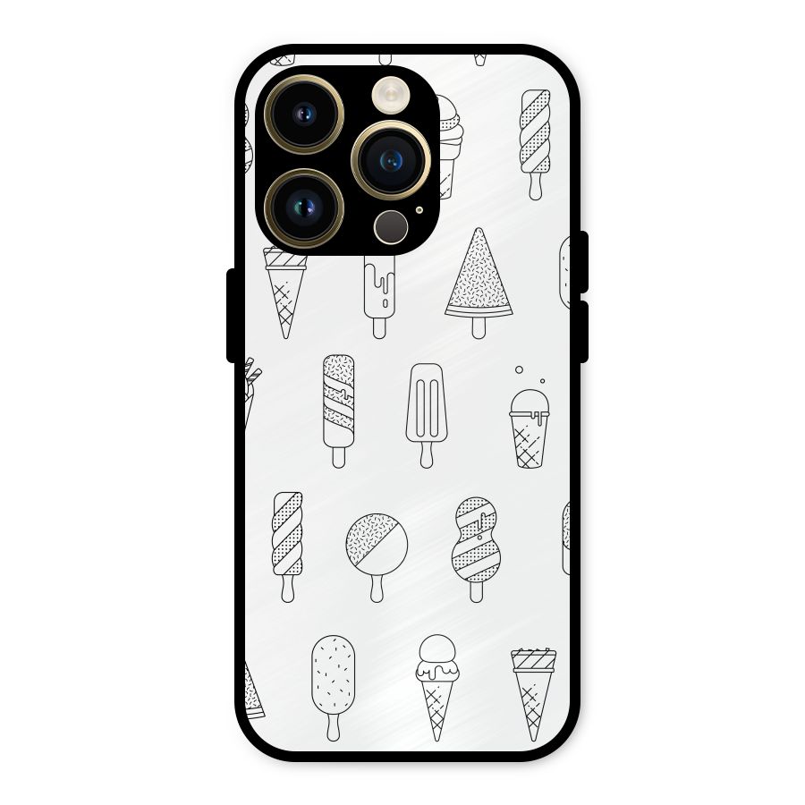 Ice Cream Lines Metal Back Case for iPhone 14 Pro