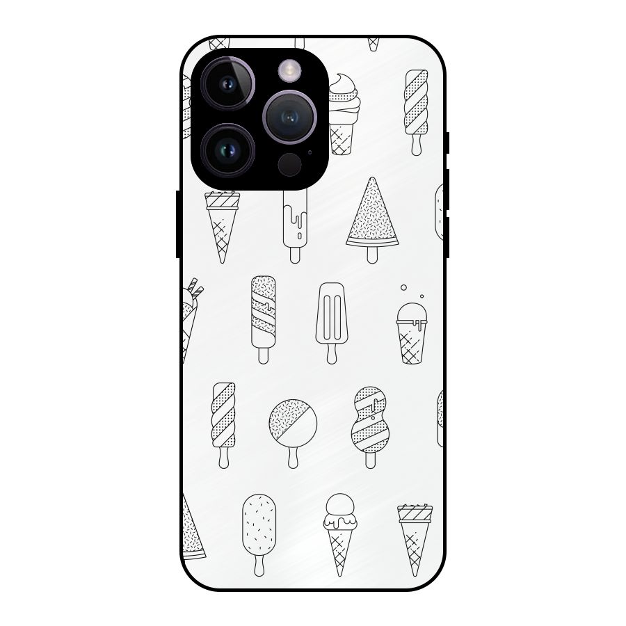 Ice Cream Lines Metal Back Case for iPhone 14 Pro Max