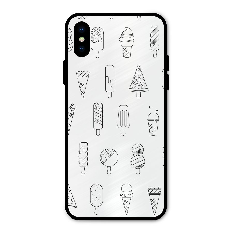 Ice Cream Lines Metal Back Case for iPhone X