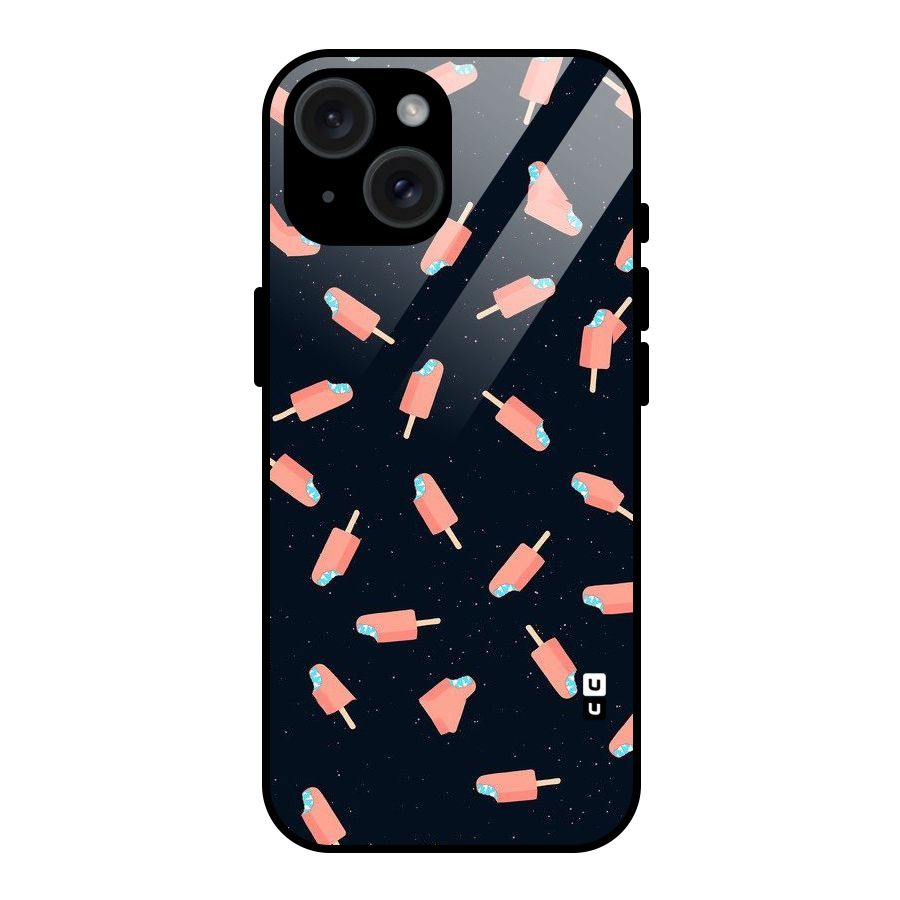 Icy Pattern Glass Back Case for iPhone 15