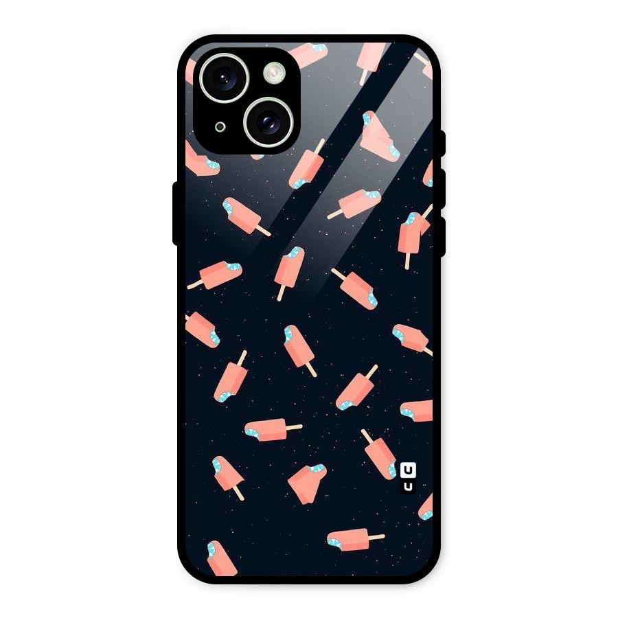 Icy Pattern Glass Back Case for iPhone 15 Plus