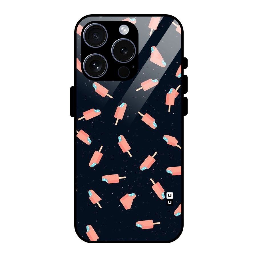Icy Pattern Glass Back Case for iPhone 15 Pro