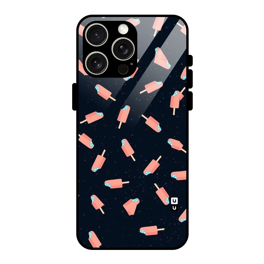 Icy Pattern Glass Back Case for iPhone 15 Pro Max