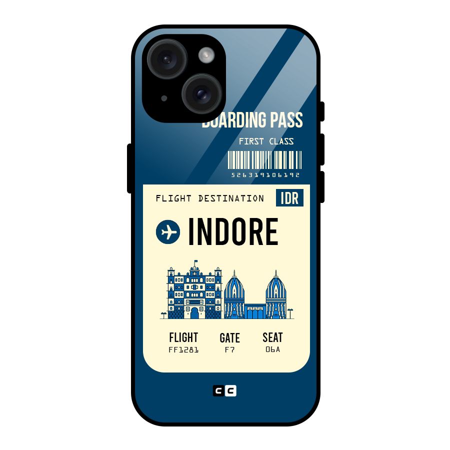 Indore Boarding Pass Glass Back Case for iPhone 15