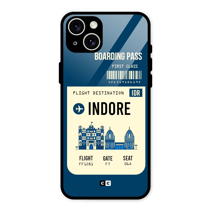 Indore Boarding Pass Glass Back Case for iPhone 15 Plus