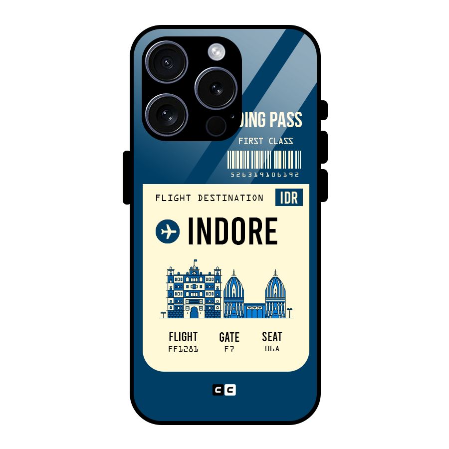 Indore Boarding Pass Glass Back Case for iPhone 15 Pro