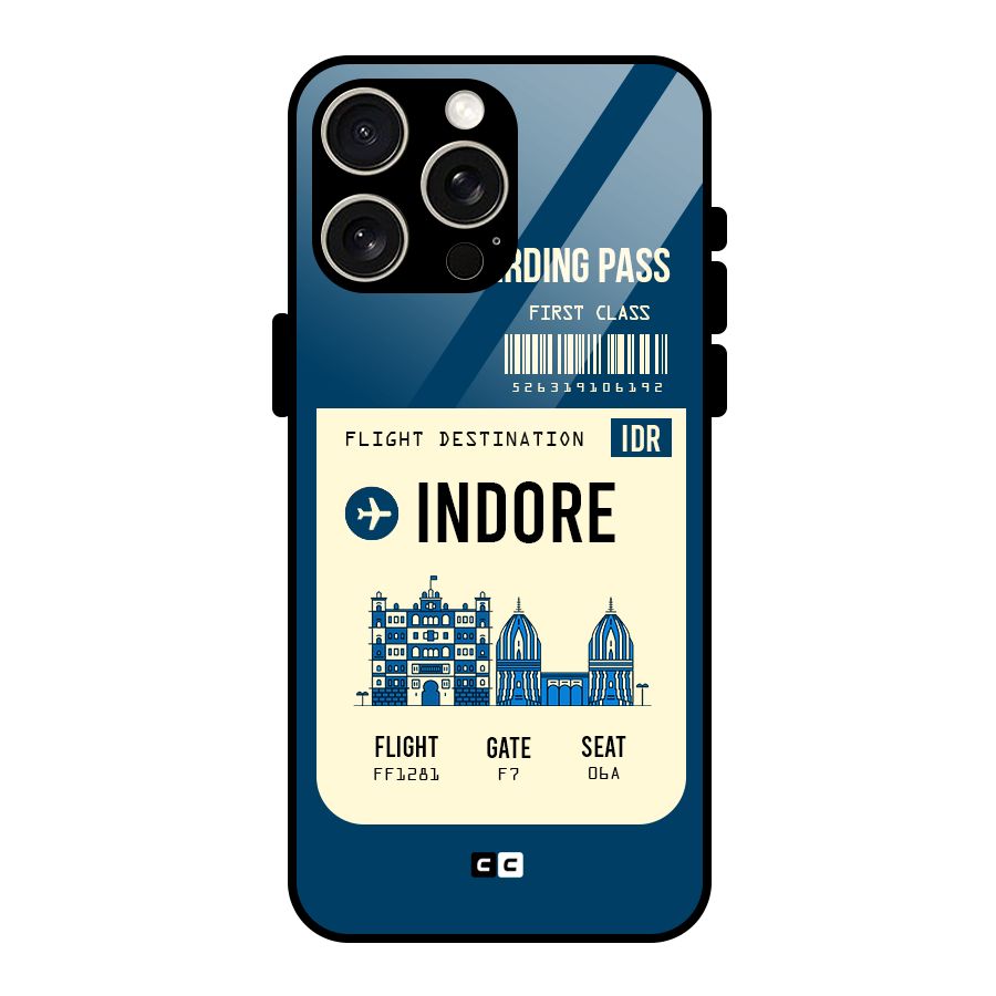 Indore Boarding Pass Glass Back Case for iPhone 15 Pro Max