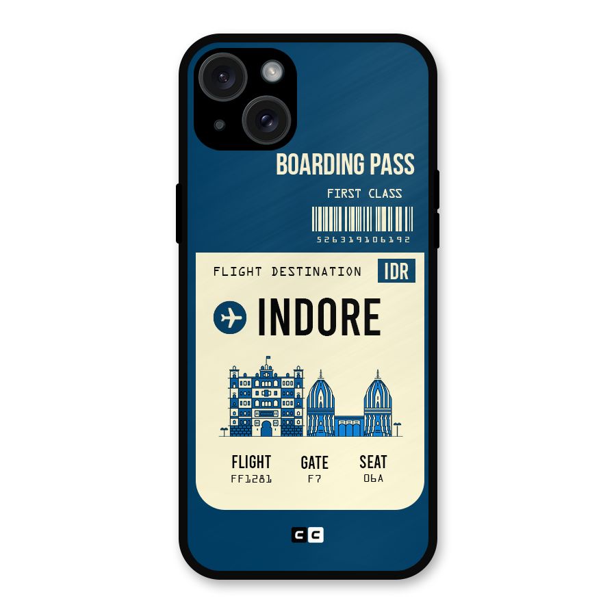 Indore Boarding Pass Metal Back Case for iPhone 15 Plus