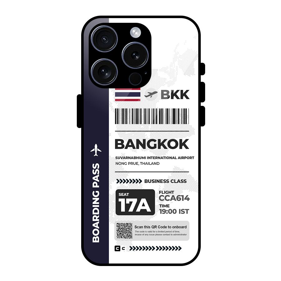 International Boarding Pass Bangkok Glass Back Case for iPhone 15 Pro