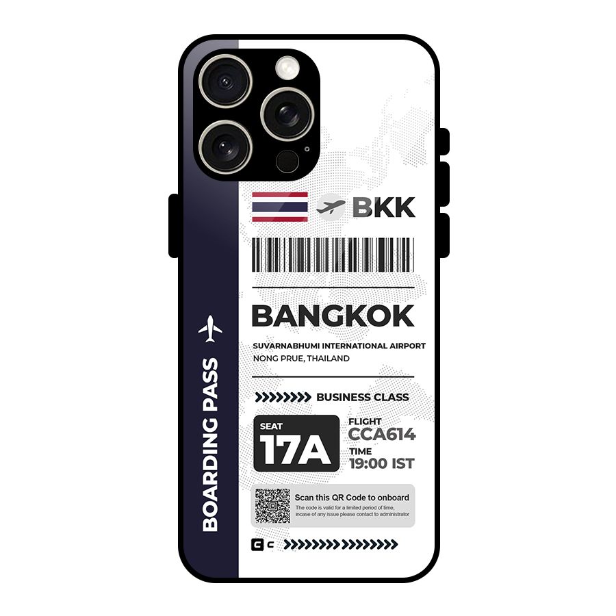 International Boarding Pass Bangkok Glass Back Case for iPhone 15 Pro Max
