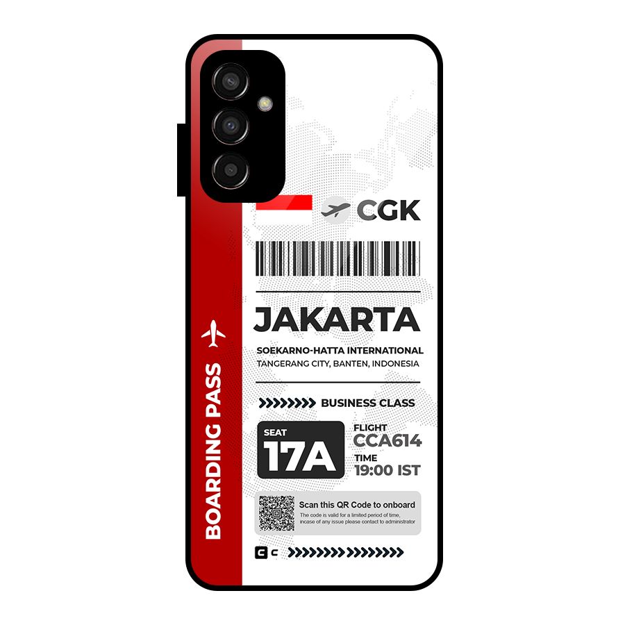 International Boarding Pass Jakarta Glass Back Case for Galaxy F13