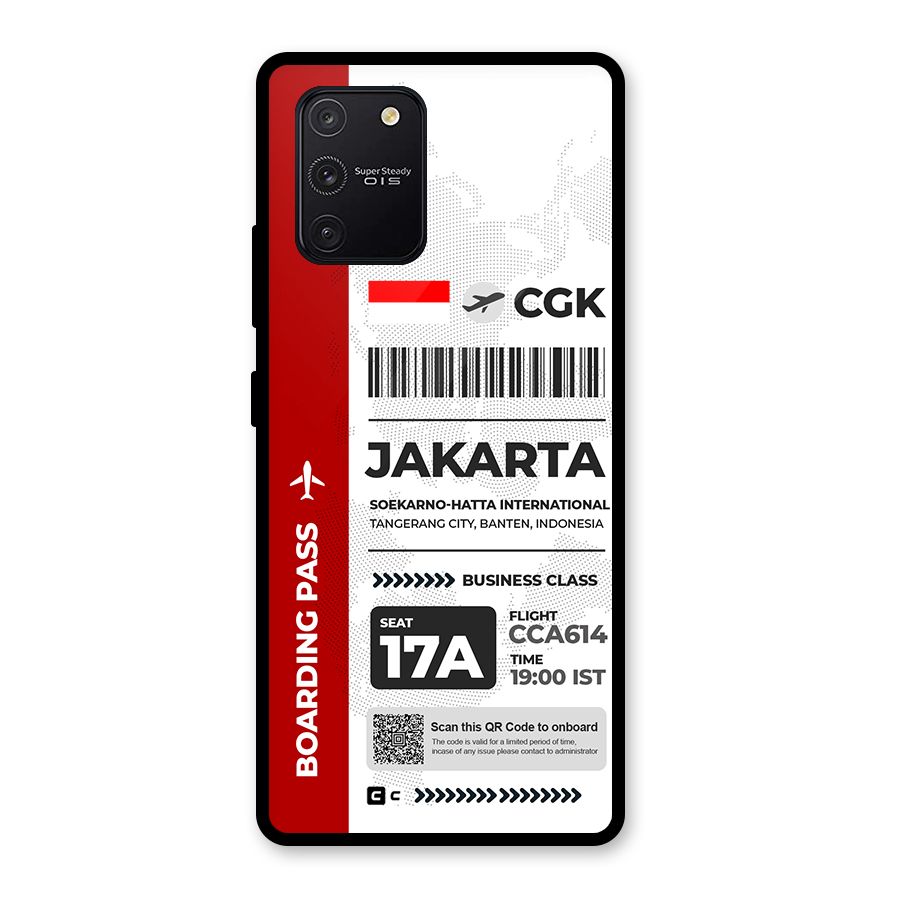 International Boarding Pass Jakarta Glass Back Case for Galaxy S10 Lite