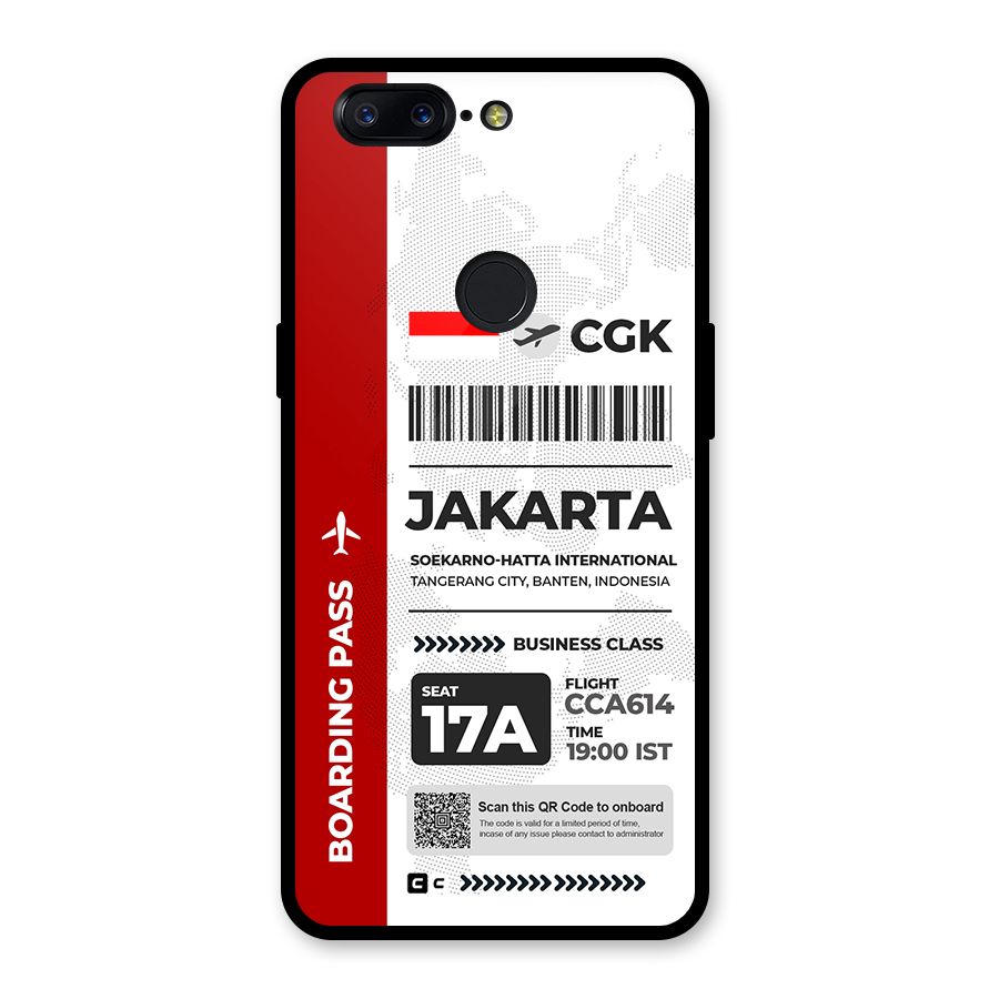 International Boarding Pass Jakarta Glass Back Case for OnePlus 5T