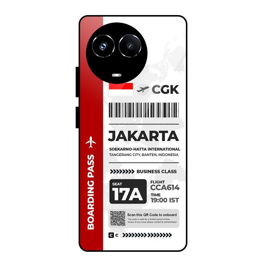 International Boarding Pass Jakarta Glass Back Case for Realme 11X