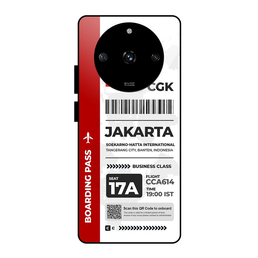 International Boarding Pass Jakarta Glass Back Case for Realme Narzo 60 5G