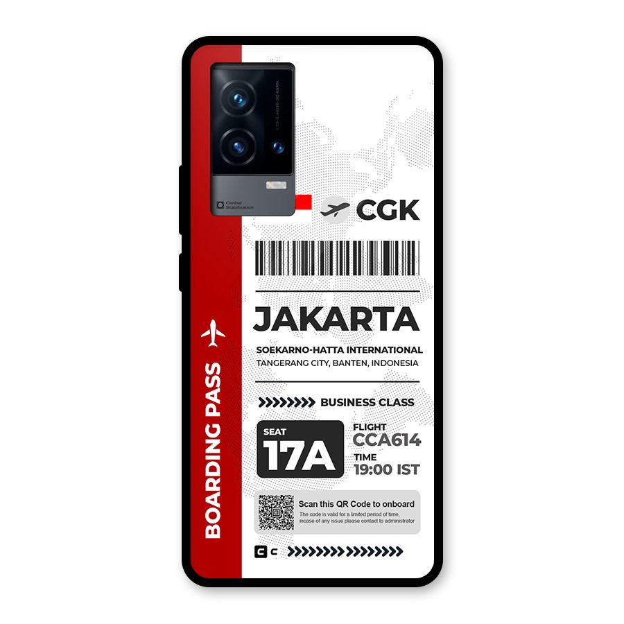 International Boarding Pass Jakarta Glass Back Case for iQOO 9 5G
