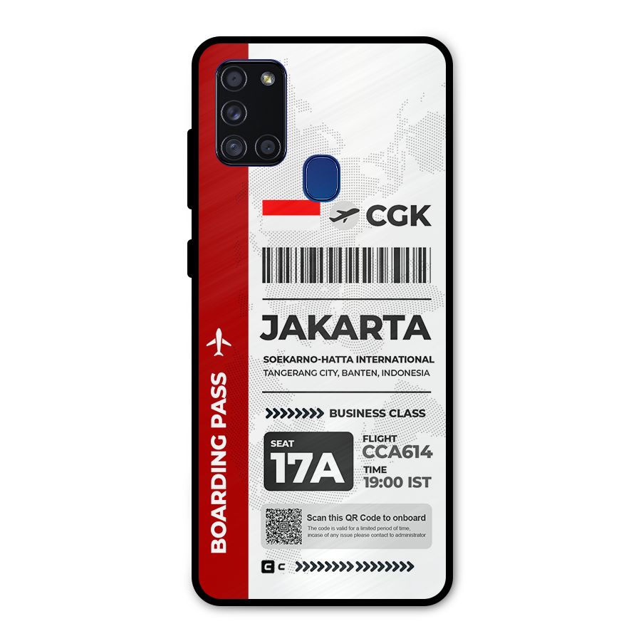 International Boarding Pass Jakarta Metal Back Case for Galaxy A21s