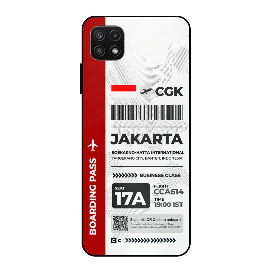 International Boarding Pass Jakarta Metal Back Case for Galaxy A22 5G