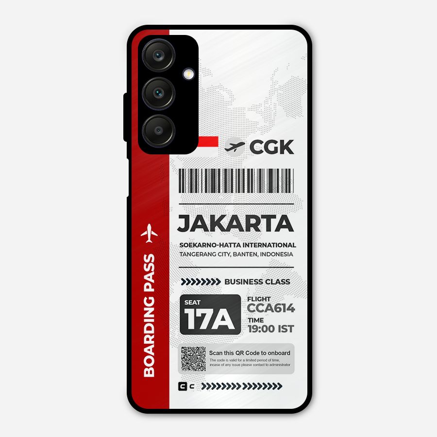 International Boarding Pass Jakarta Metal Back Case for Galaxy A25 5G