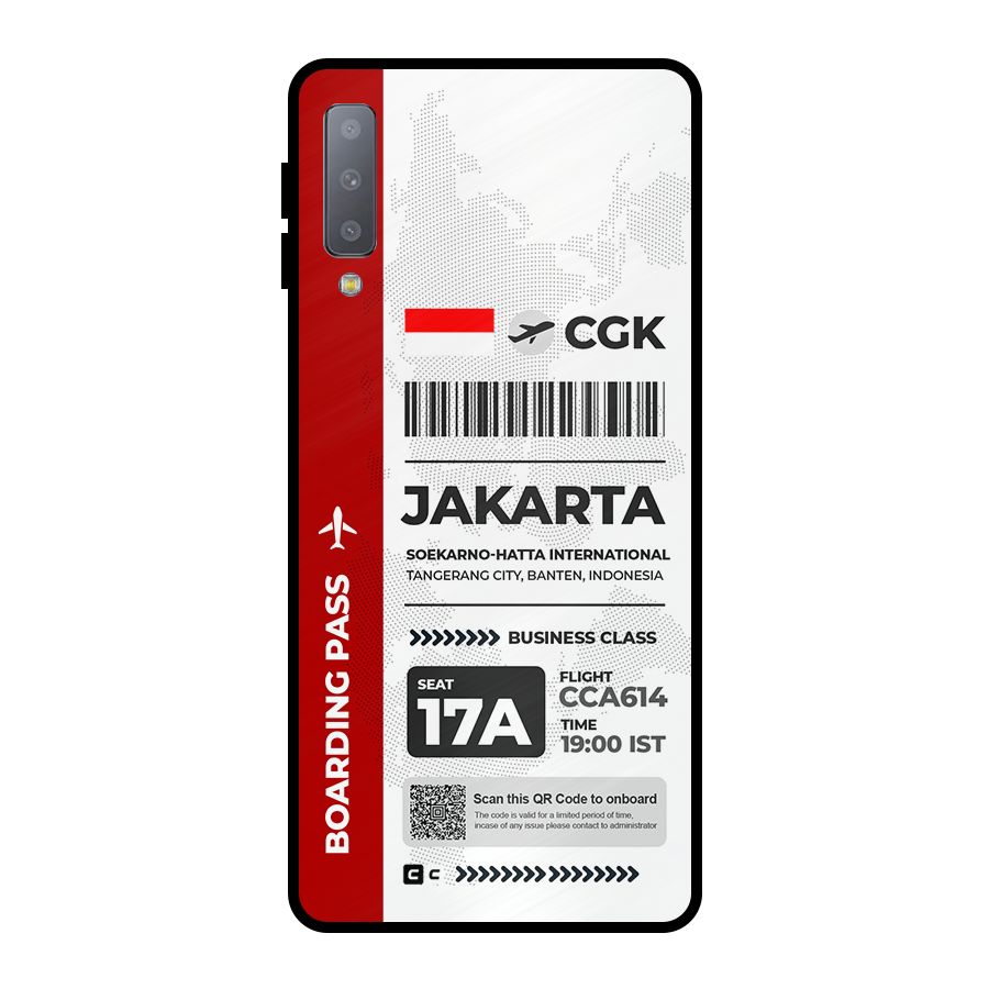 International Boarding Pass Jakarta Metal Back Case for Galaxy A7 (2018)