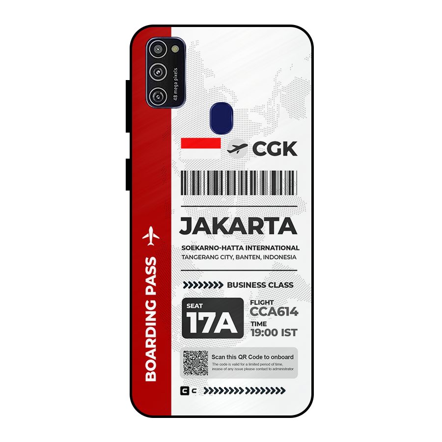 International Boarding Pass Jakarta Metal Back Case for Galaxy M21
