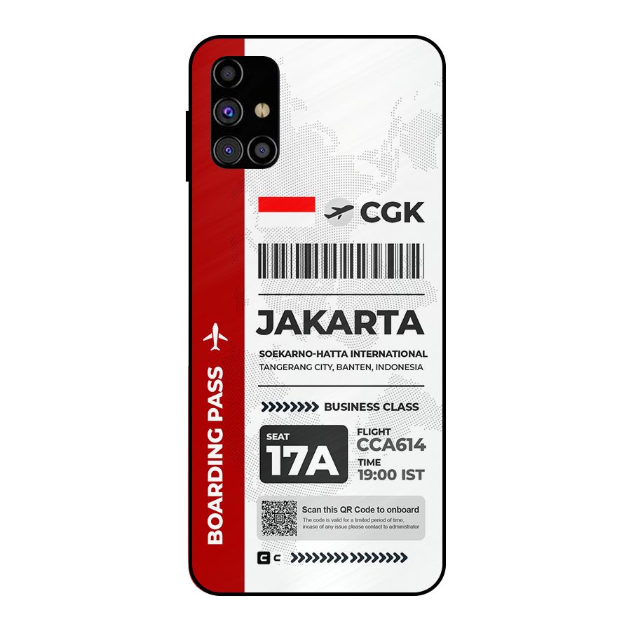 International Boarding Pass Jakarta Metal Back Case for Galaxy M31s