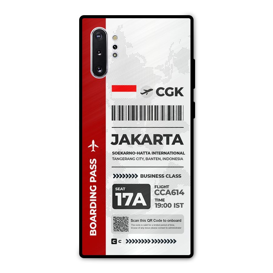 International Boarding Pass Jakarta Metal Back Case for Galaxy Note 10 Plus