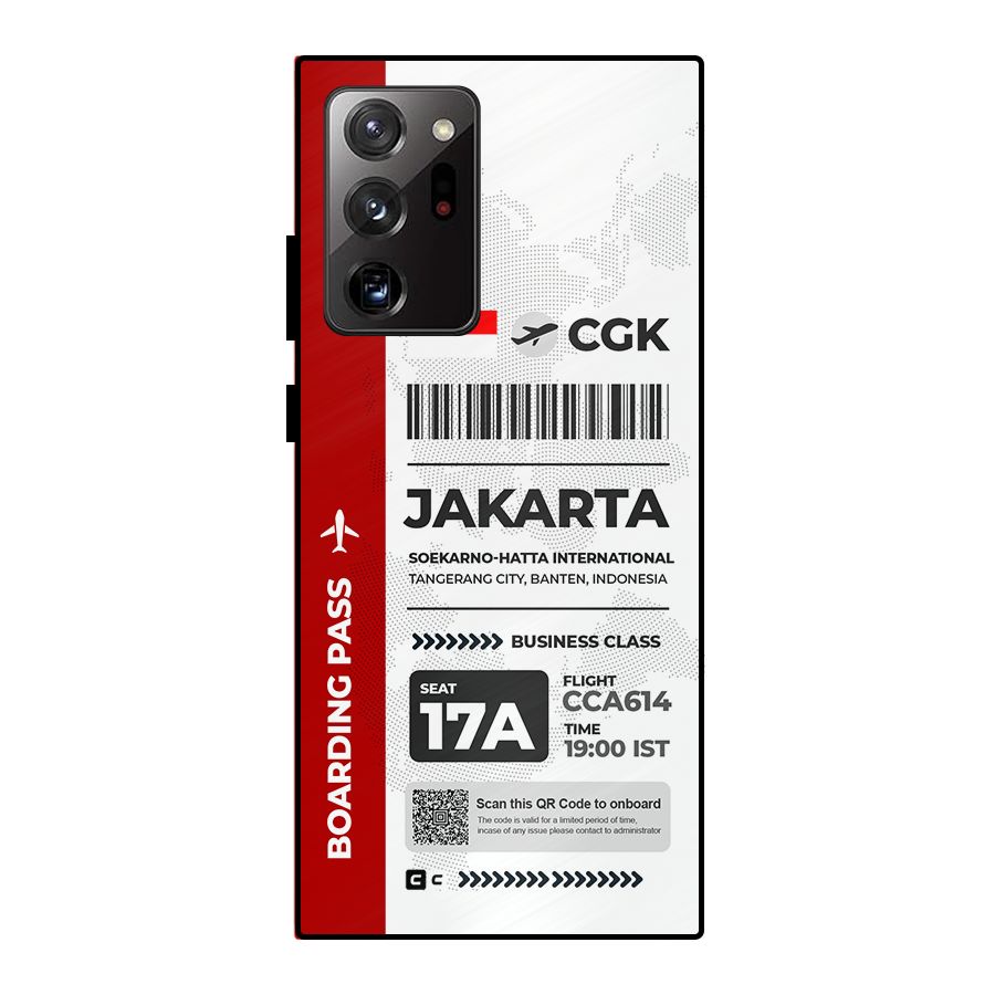 International Boarding Pass Jakarta Metal Back Case for Galaxy Note 20 Ultra