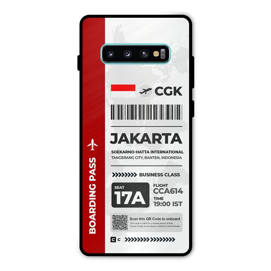 International Boarding Pass Jakarta Metal Back Case for Galaxy S10 Plus