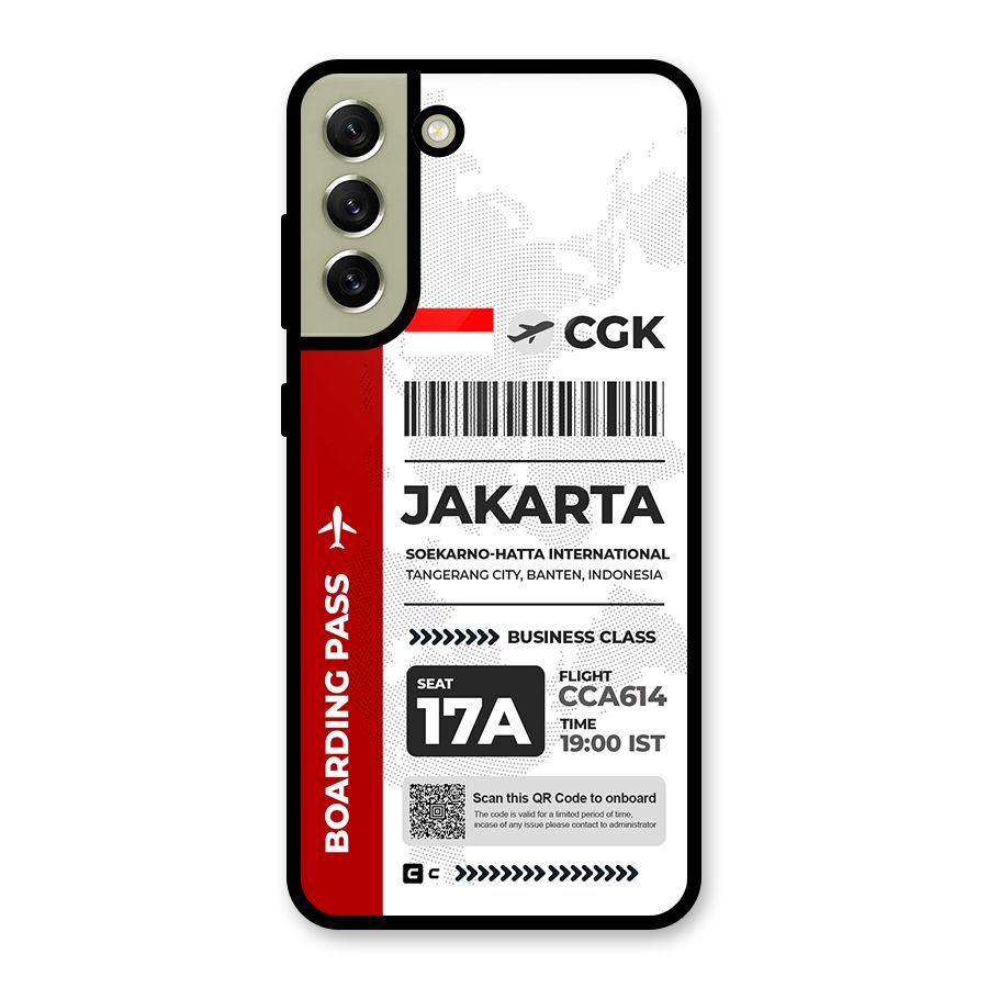 International Boarding Pass Jakarta Metal Back Case for Galaxy S21 FE 5G (2023)