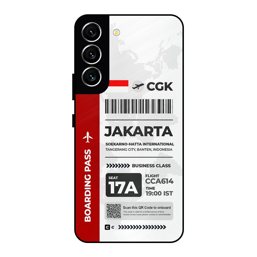International Boarding Pass Jakarta Metal Back Case for Galaxy S22 5G