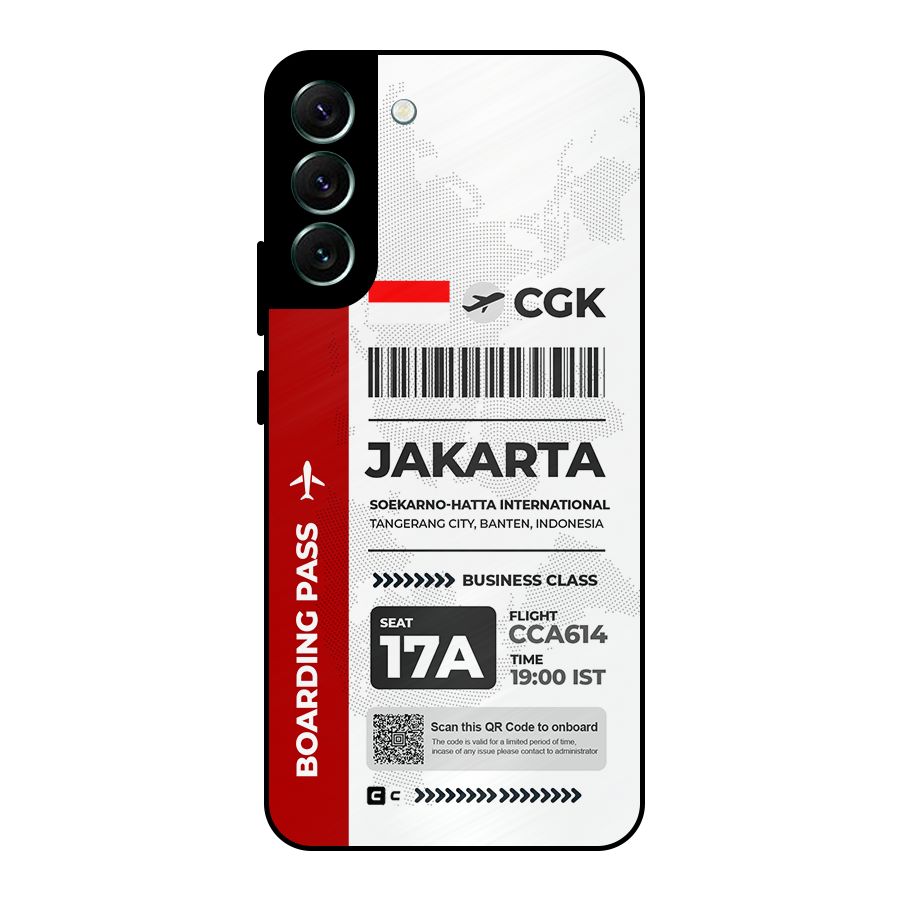 International Boarding Pass Jakarta Metal Back Case for Galaxy S22 Plus 5G