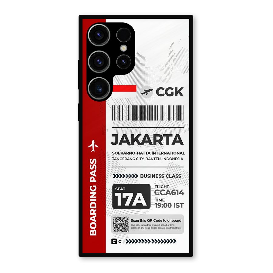 International Boarding Pass Jakarta Metal Back Case for Galaxy S23 Ultra