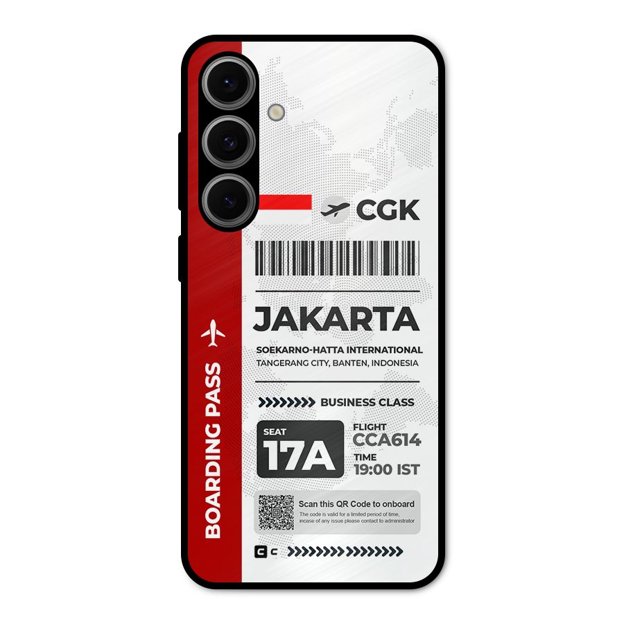 International Boarding Pass Jakarta Metal Back Case for Galaxy S24 FE